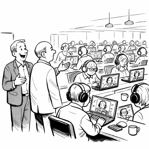 Afbeelding van mensen in een kantoortuin